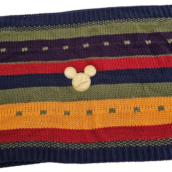 Disney Mickey Mouse Scarf Infinity Knitted Multicolor Red Yellow Green Cozy - Picture 7 of 12
